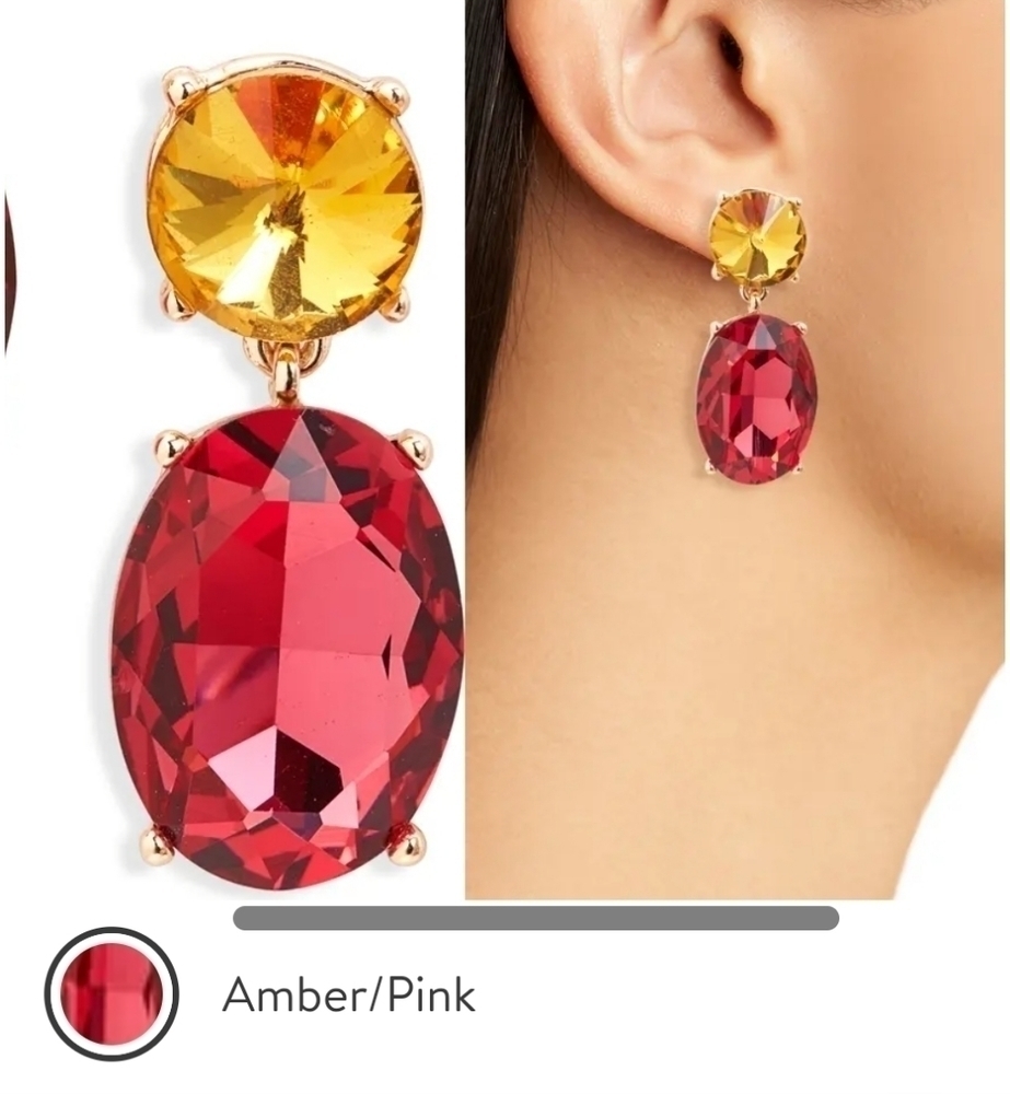 draya Michele Double Cristal Dropped Earrings - Picture 2 of 4